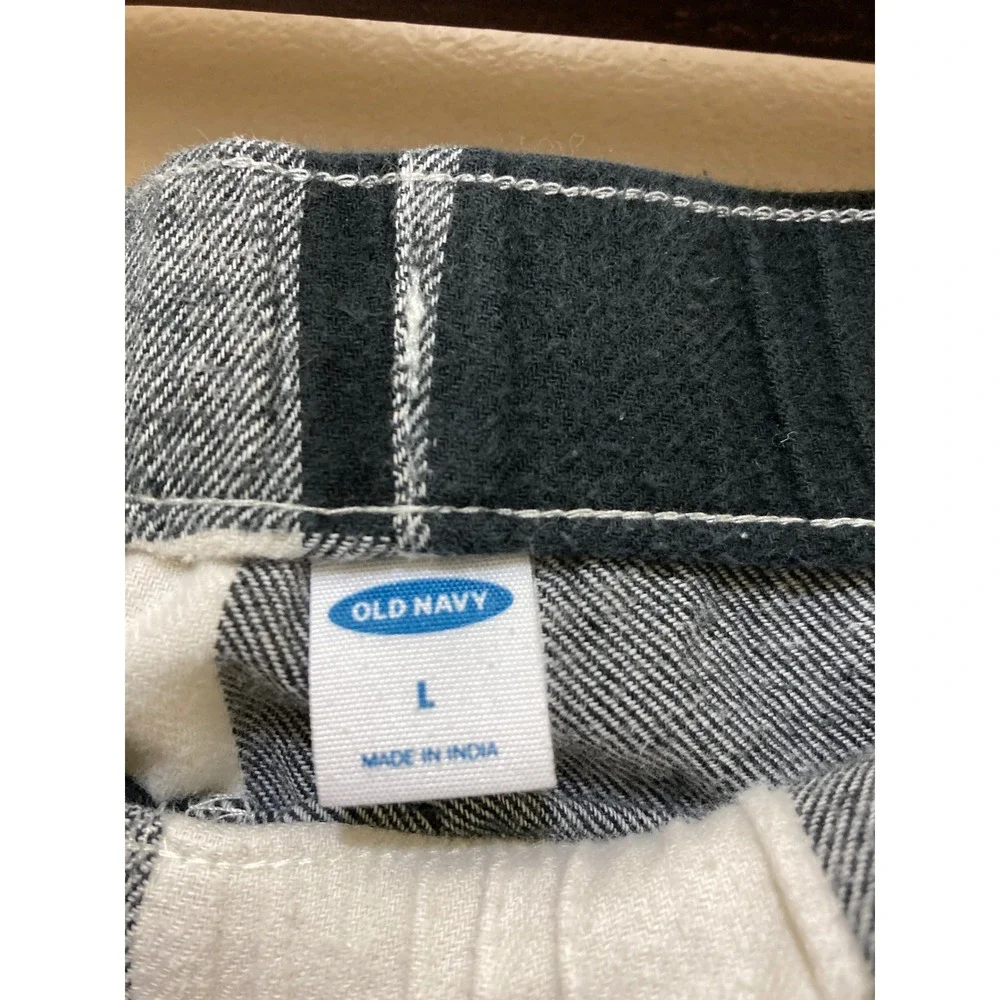 Old Navy Mens Plaid Flannel Pajama Pants Lounge Sleepwear Size Large Black White
